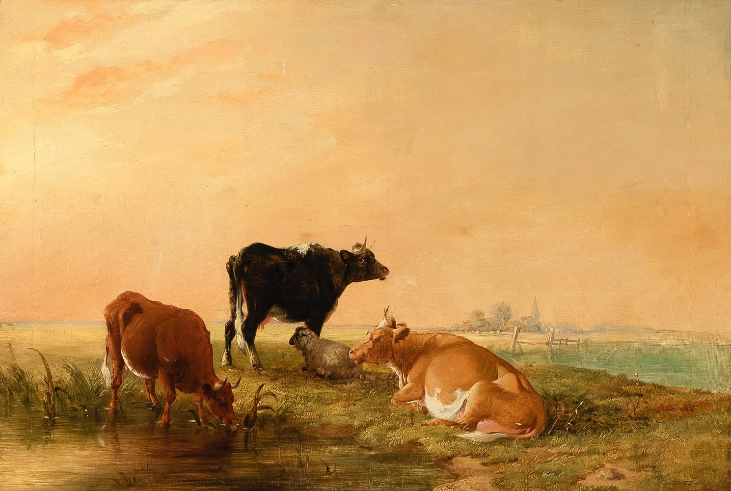 Mucche e pecore nel paesaggio, 1636 - attribuito